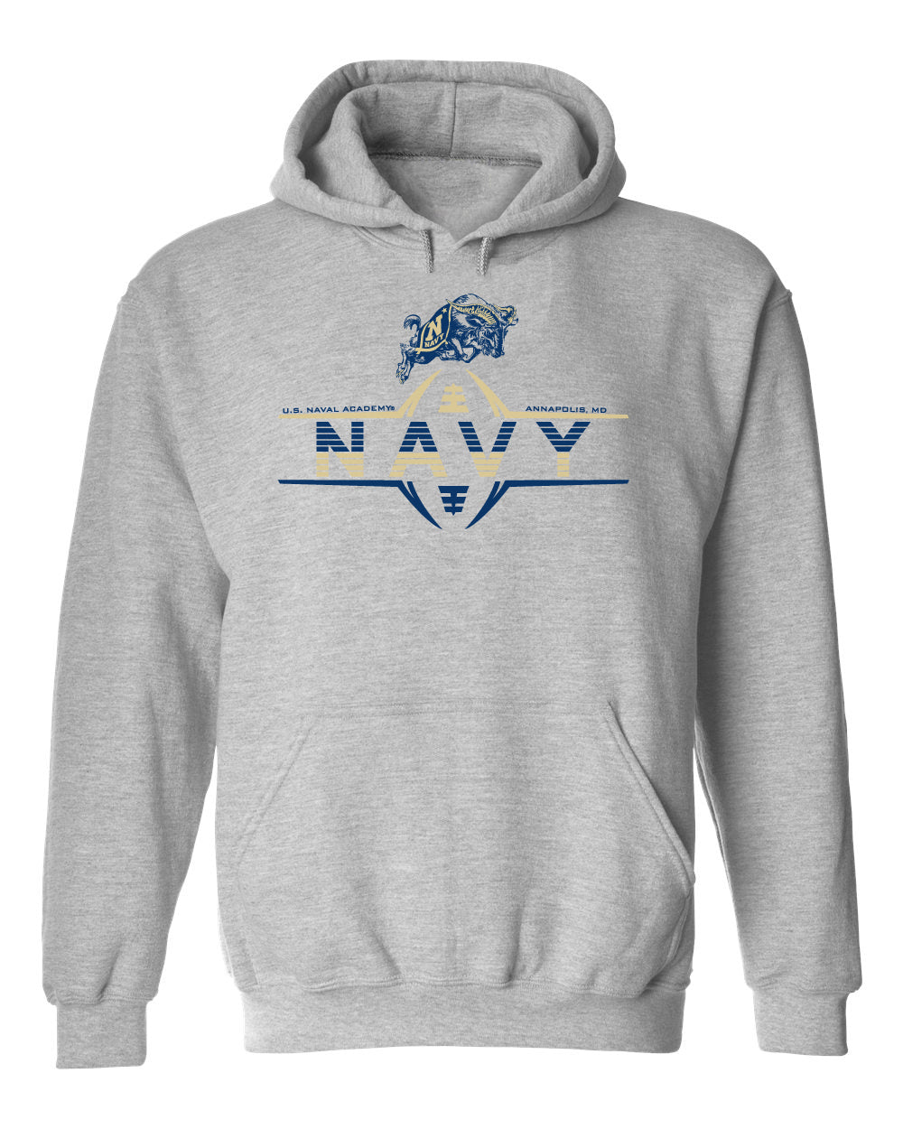 Navy Midshipmen Hooded Sweatshirt - Navy Football Laces and Goat