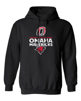 Omaha Mavericks Hooded Sweatshirt - Omaha Mavericks with Bull and Primary Logo on Black