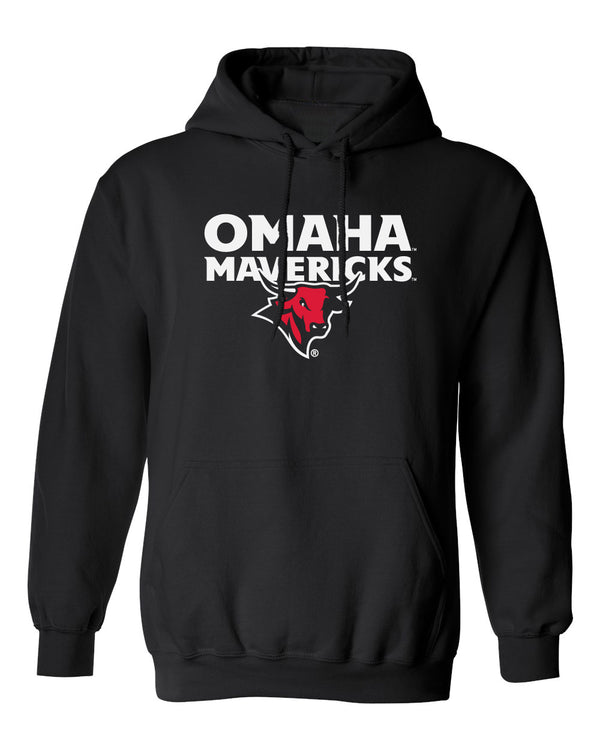 Omaha Mavericks Hooded Sweatshirt - Omaha Mavericks with Bull on Black