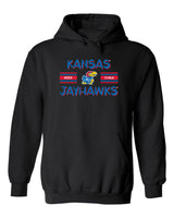 Kansas Jayhawks Hooded Sweatshirt - Horiz Stripe Rock Chalk
