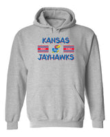 Kansas Jayhawks Hooded Sweatshirt - Horiz Stripe Rock Chalk
