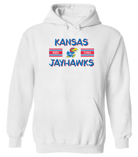 Kansas Jayhawks Hooded Sweatshirt - Horiz Stripe Rock Chalk