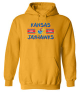 Kansas Jayhawks Hooded Sweatshirt - Horiz Stripe Rock Chalk