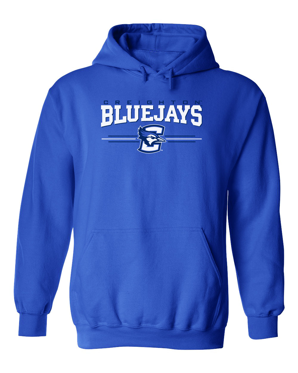 Creighton Bluejays Hooded Sweatshirt - Bluejays 3 Stripe Primary Logo
