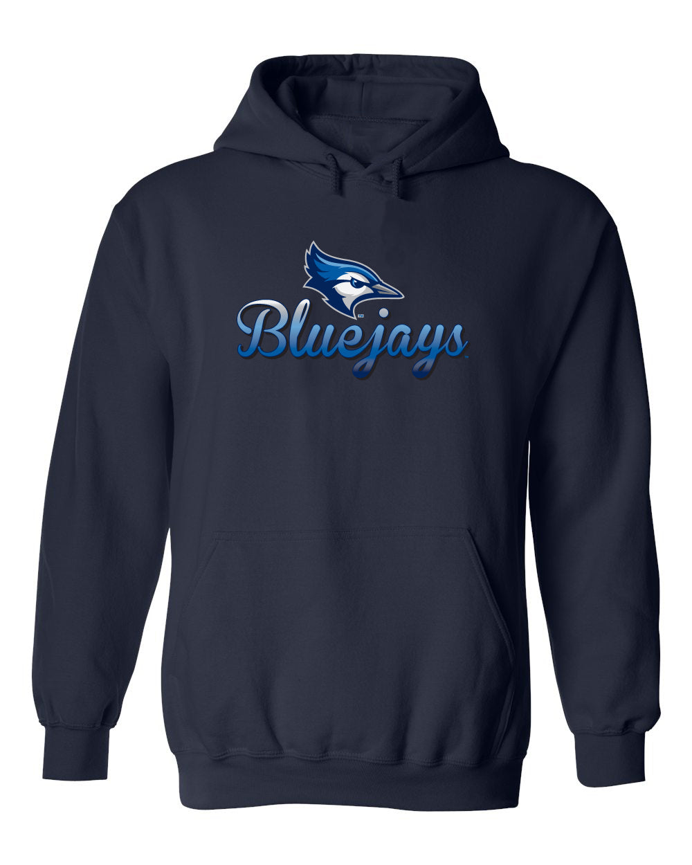 Creighton Bluejays Hooded Sweatshirt - Script Bluejays Full Color Fade