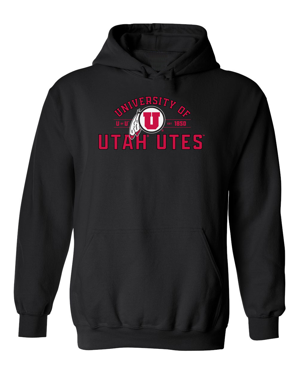 Utah Utes Hooded Sweatshirt - U of U Arch with Circle Feather Logo