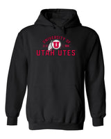 Utah Utes Hooded Sweatshirt - U of U Arch with Circle Feather Logo