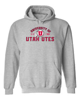 Utah Utes Hooded Sweatshirt - U of U Arch with Circle Feather Logo