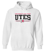 Utah Utes Hooded Sweatshirt - Arch UTES 3 Stripe Logo