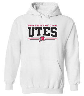 Utah Utes Hooded Sweatshirt - Arch UTES 3 Stripe Logo