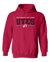 Utah Utes Hooded Sweatshirt - Arch UTES 3 Stripe Logo