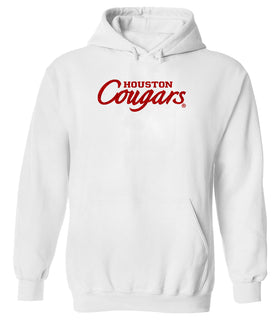 Houston Cougars Hooded Sweatshirt - Red Glitter Script Cougars