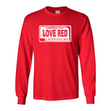 Nebraska Cornhuskers "LOVE RED" License Plate Long Sleeve Tee Shirt
