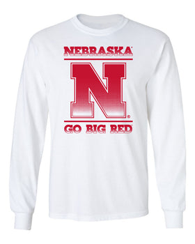 Nebraska Huskers Long Sleeve Tee Shirt - Nebraska N GO Big RED Fade