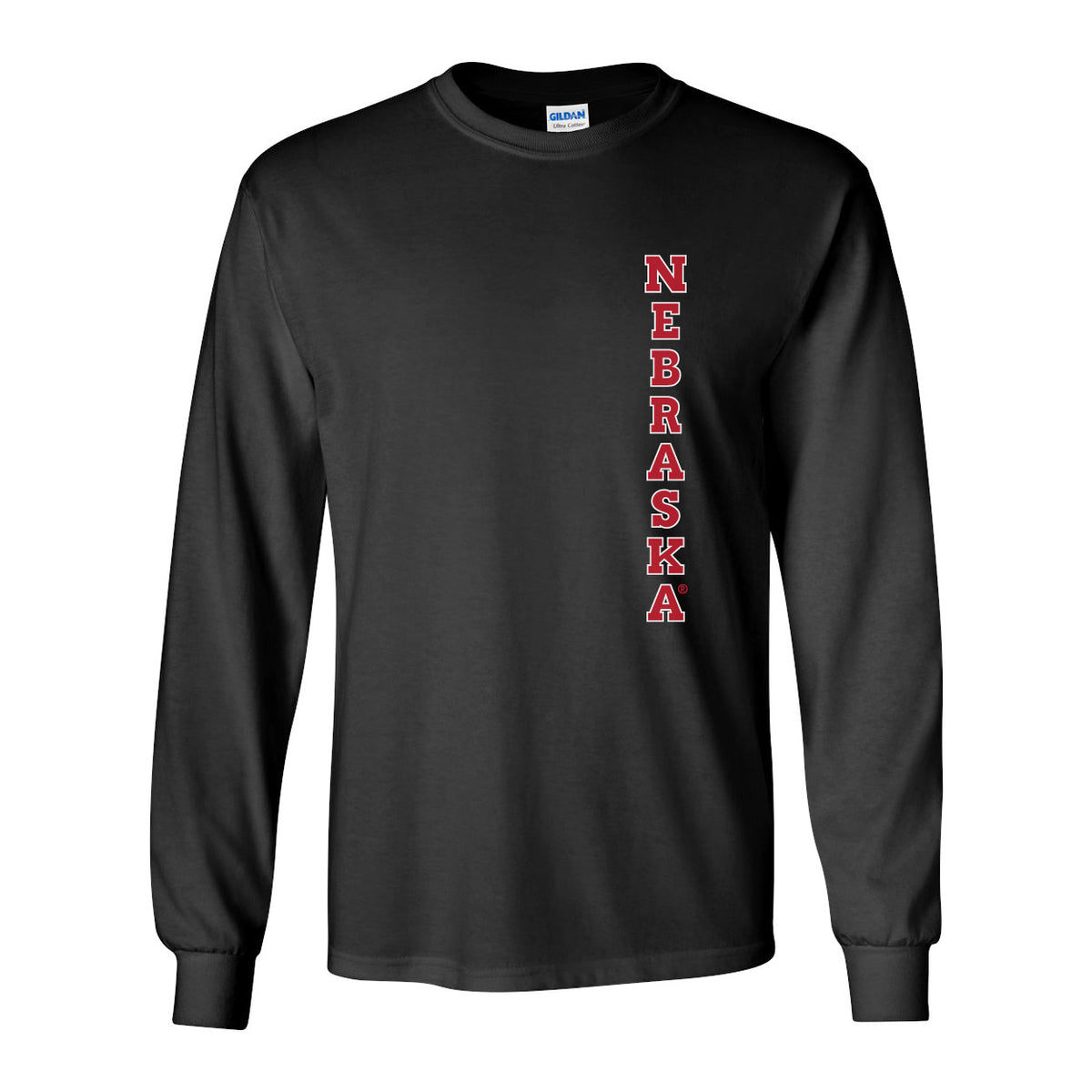 Nebraska Cornhuskers Vertical "NEBRASKA" Long Sleeve Tee Shirt