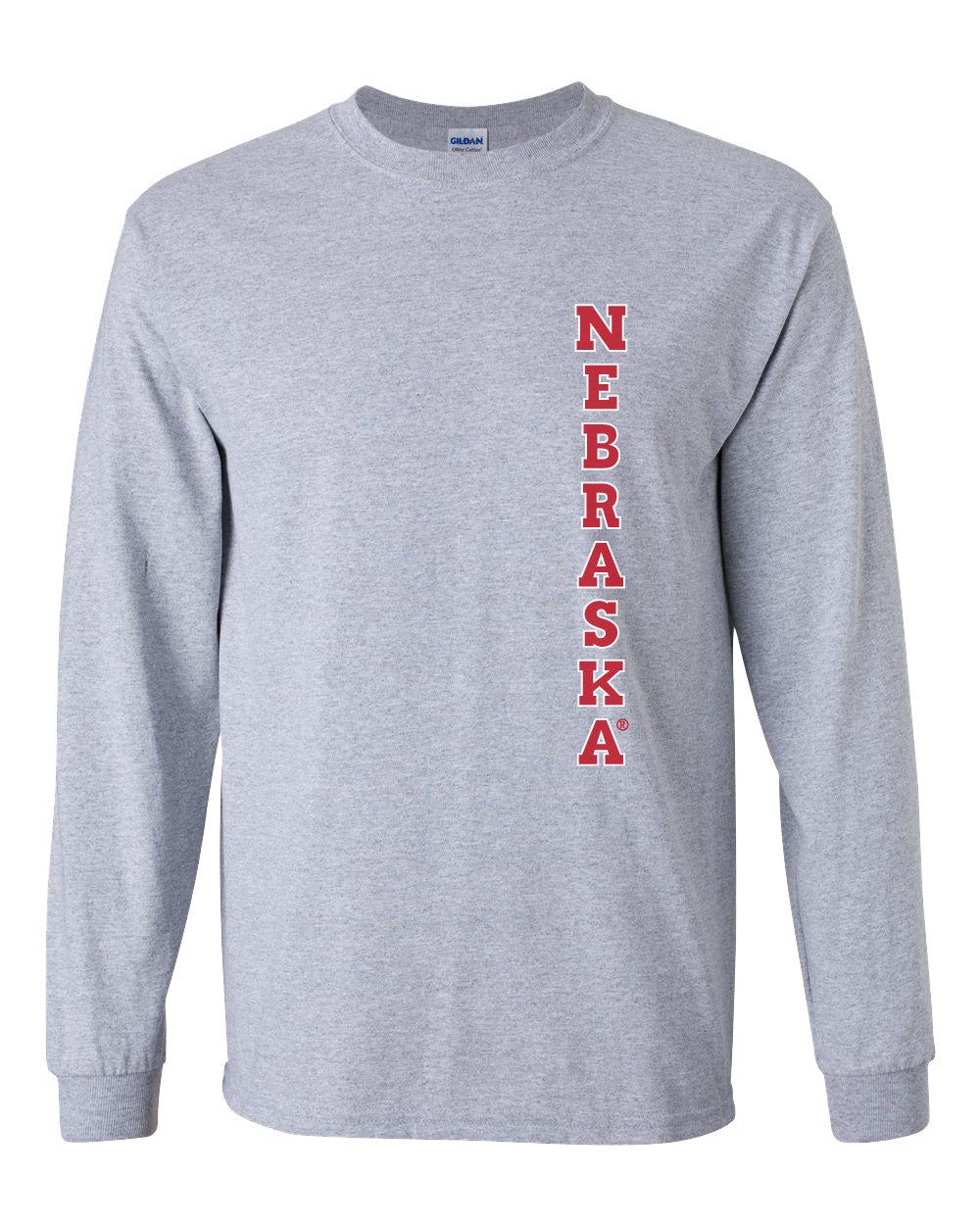 Nebraska Cornhuskers Vertical "NEBRASKA" Long Sleeve Tee Shirt
