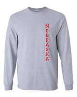 Nebraska Cornhuskers Vertical "NEBRASKA" Long Sleeve Tee Shirt