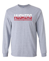 Nebraska Cornhuskers ½ & ½ "HUSKERS" Long Sleeve Tee Shirt