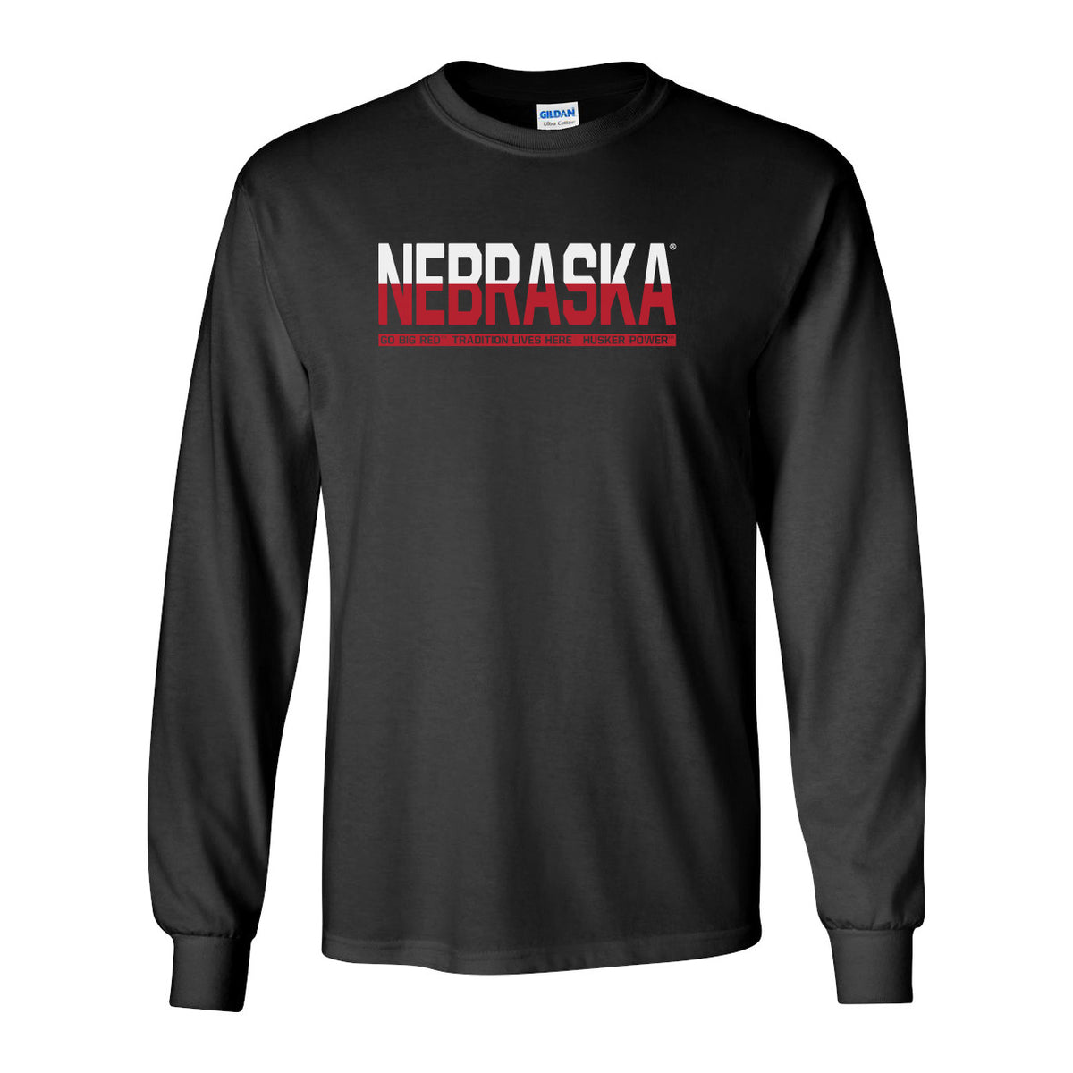 Nebraska Cornhuskers ½ & ½ "NEBRASKA" Long Sleeve Tee Shirt