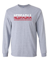 Nebraska Cornhuskers ½ & ½ "NEBRASKA" Long Sleeve Tee Shirt