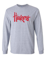 Nebraska Legacy Script "Huskers" Long Sleeve Tee Shirt
