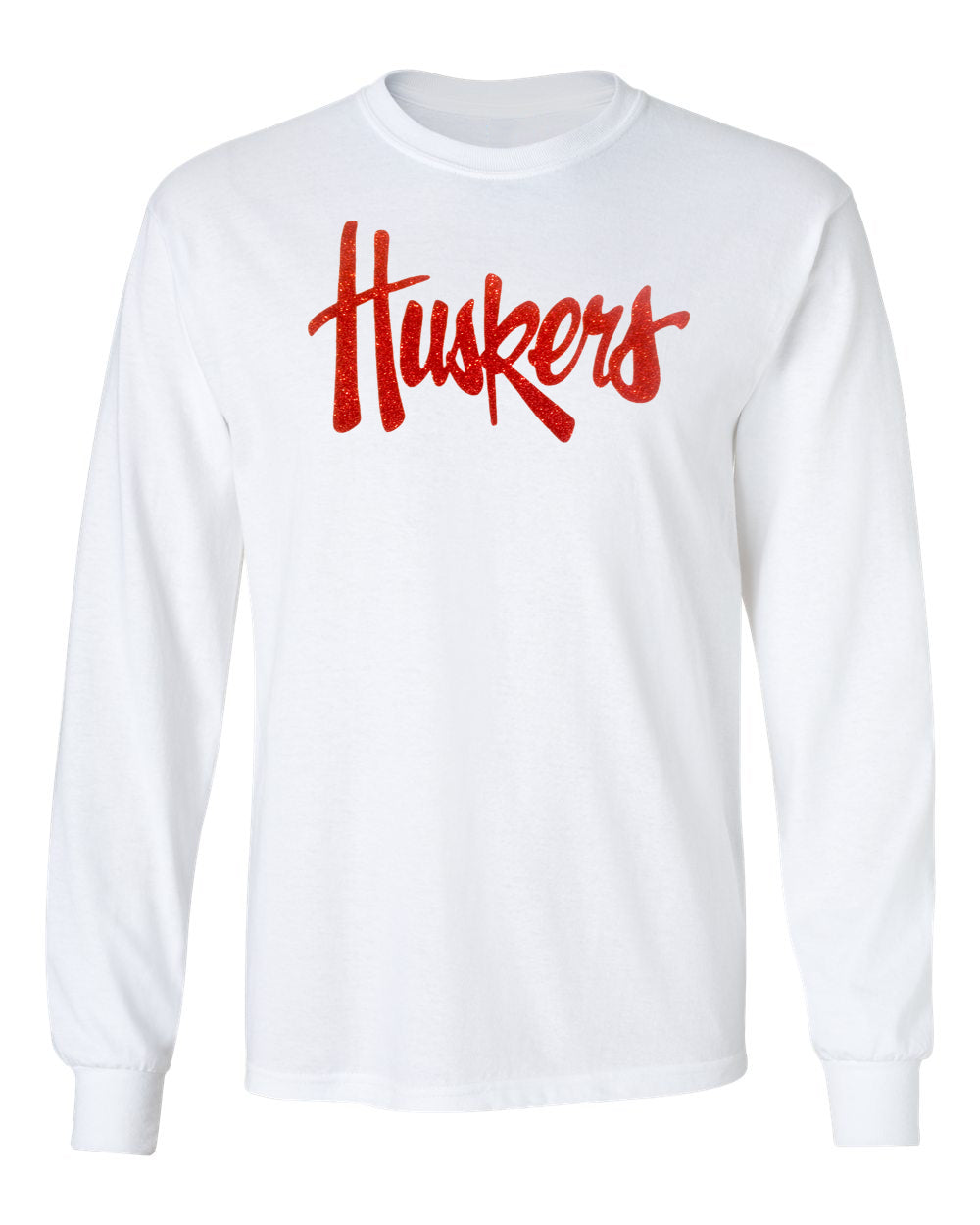 Nebraska Huskers Long Sleeve Tee Shirt - Legacy Script Glitter Huskers