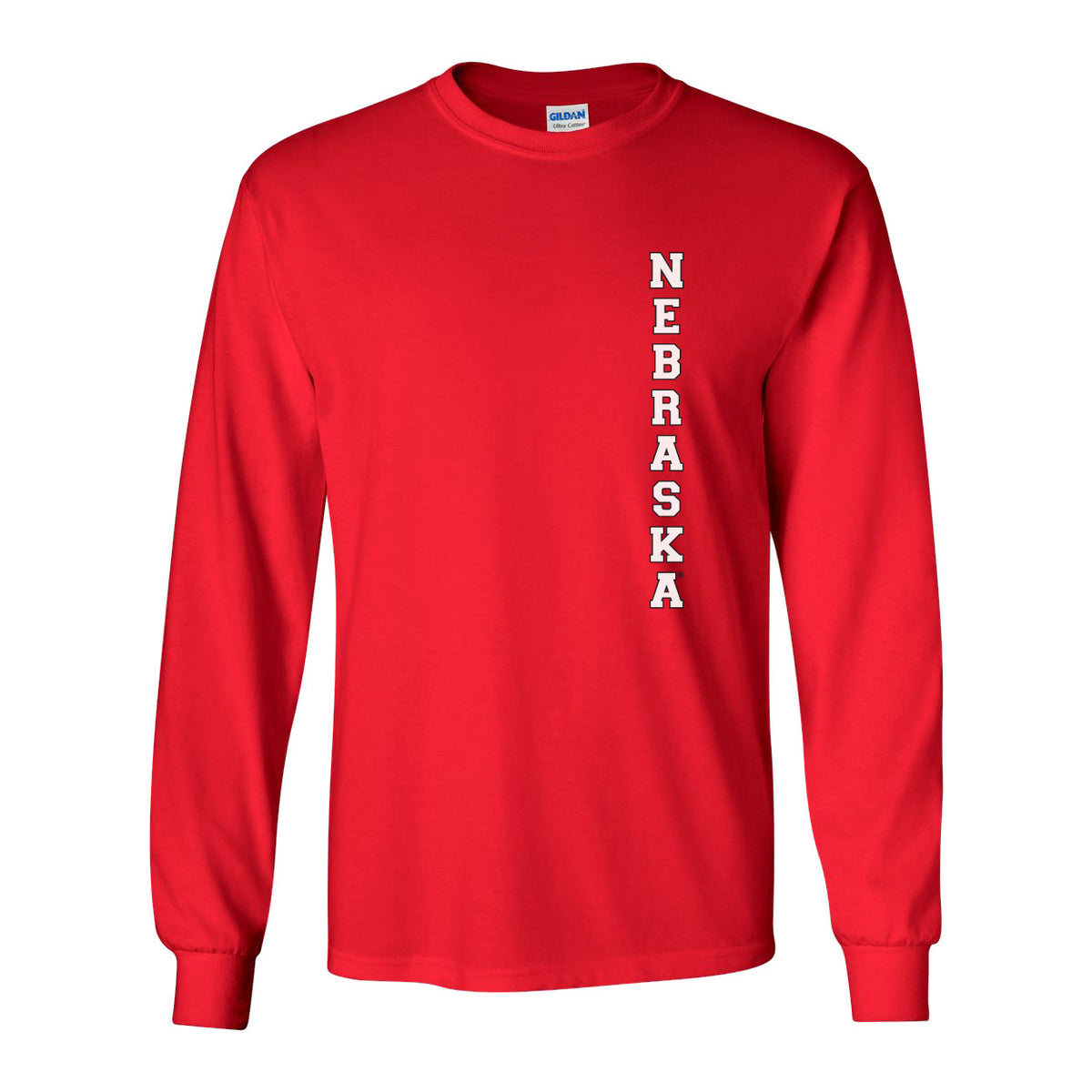 Vertical "NEBRASKA" Long Sleeve Tee Shirt