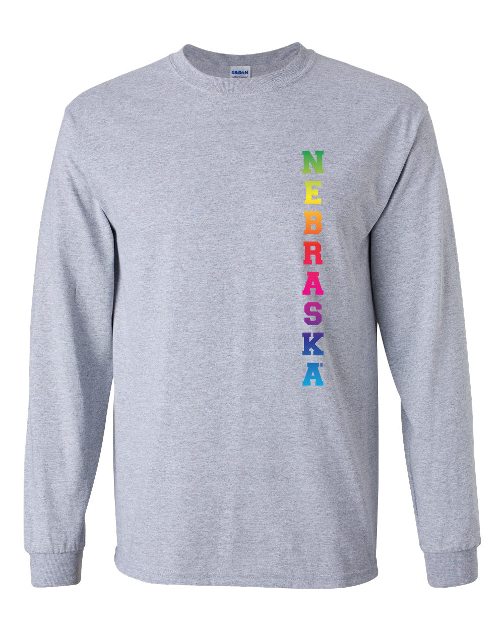Rainbow "NEBRASKA" Huskers Long Sleeve Tee Shirt
