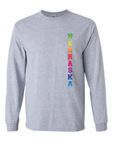 Rainbow "NEBRASKA" Huskers Long Sleeve Tee Shirt