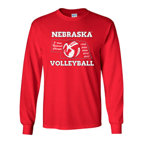 Nebraska Volleyball 5-Time National Champions Long Sleeve Tee Shirt