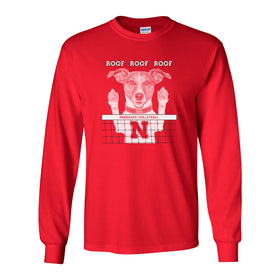 Nebraska Husker Volleyball Spike Dog ROOF ROOF ROOF Long Sleeve Tee Shirt