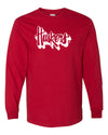 Nebraska Huskers Long Sleeve Tee Shirt - White Script Huskers Outline