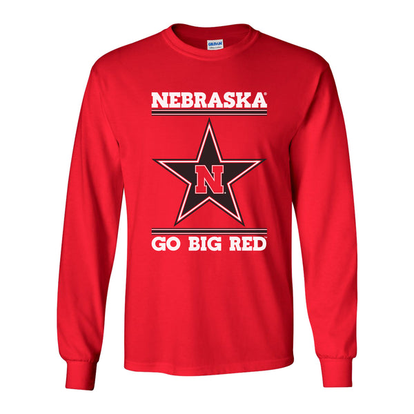 Nebraska Husker Tee Shirt Long Sleeve - Star N GO BIG RED
