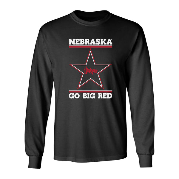 Nebraska Husker Tee Shirt Long Sleeve - Star Huskers GO BIG RED