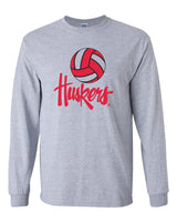 Nebraska Huskers Long Sleeve Tee Shirt - Nebraska Volleyball Legacy Script Huskers
