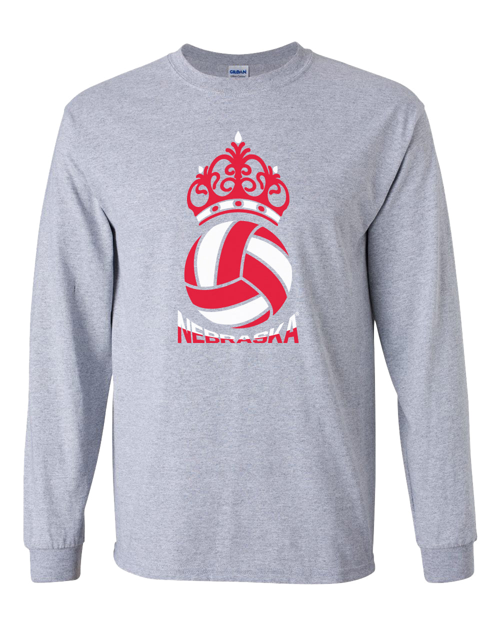 Nebraska Huskers Long Sleeve Tee Shirt - Nebraska Huskers Volleyball Crown