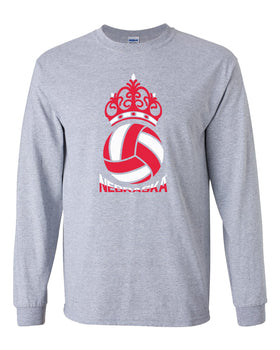 Nebraska Huskers Long Sleeve Tee Shirt - Nebraska Huskers Volleyball Crown