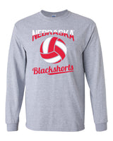 Nebraska Huskers Long Sleeve Tee Shirt - Nebraska Volleyball Blackshorts