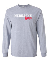 Nebraska Huskers Long Sleeve Tee Shirt - Nebraska Huskers Script Overlapping