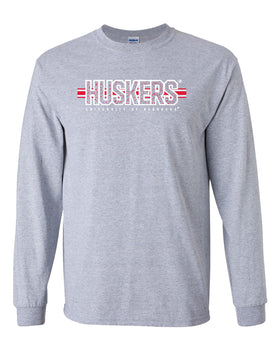 Nebraska Huskers Long Sleeve Tee Shirt - Huskers Horizontal Stripe