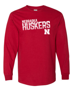 Nebraska Huskers Long Sleeve Tee Shirt - Huskers Stripe Fade
