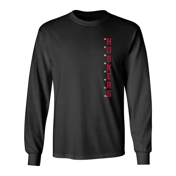 Nebraska Huskers Long Sleeve Tee Shirt - Vertical Nebraska Huskers