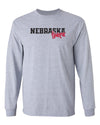 Nebraska Huskers Long Sleeve Tee Shirt - Script Huskers Overlap Nebraska