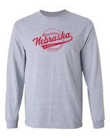 Nebraska Huskers Long Sleeve Tee Shirt - Script Nebraska Baseball