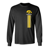Iowa Hawkeyes Long Sleeve Tee Shirt - IOWA Hawkeyes Vertical Stripe with Tigerhawk