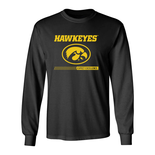Iowa Hawkeyes Long Sleeve Tee Shirt - Hawkeyes with Oval Tigerhawk - Expect Excellence