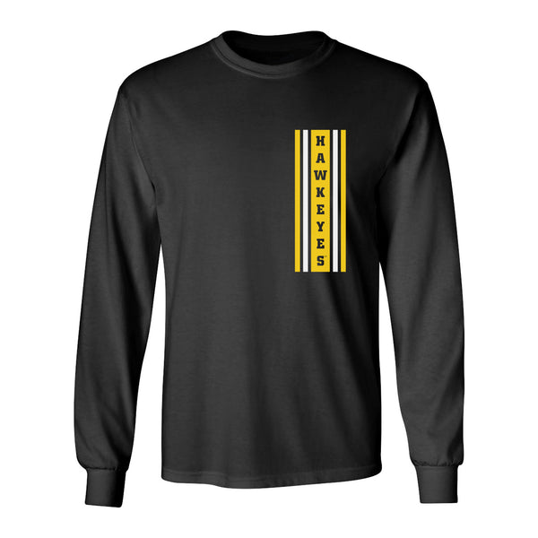 Iowa Hawkeyes Long Sleeve Tee Shirt - Vertical Stripe with HAWKEYES