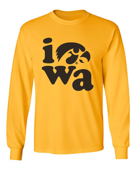 Iowa Hawkeyes Long Sleeve Tee Shirt - Iowa Stacked
