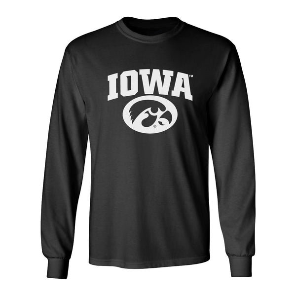 Iowa Hawkeyes Long Sleeve Tee Shirt - Arched IOWA with Tigerhawk Oval