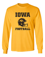 Iowa Hawkeyes Long Sleeve Tee Shirt - Iowa Football Helmet on Gold